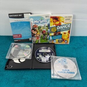 Nintendo Wii Game Lot Super Paper Mario MySims Nicktoons Tony Hawk Tiger Woods